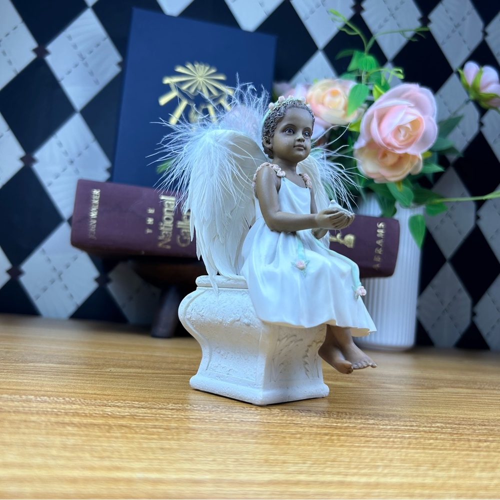 Sweet Child Angel Figurine Sculpture Nurturing Birds Home Décor Collectible Rare - Picture 6 of 12